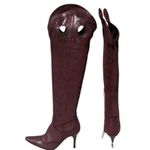 Donald Pliner Couture Wine Metallic Leather Boot Shoe New Over The Knee $695 NWT Size 5.5 Photo 4
