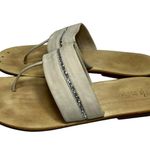 barney's new york Henry Cuir Womens Size 40 9 Ivory Cream Silver Glitter Sandals Photo 4