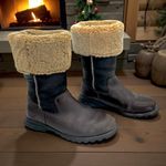 UGG  Women's Brooks Tall Boots Brown Black Leather Shearling Round Toe Size 7 Photo 11