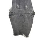 POL Womens Bib Overall Skirt Distressed Frayed Hem Denim Cotton Gray Size Medium Photo 3