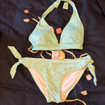 Target Mint Halter Bikini with Striped Bottoms Photo 0
