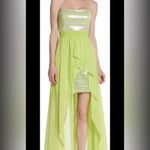 Cache Bright Green Sequin Chiffon Strapless High-Low Maxi/Mini Dress Size 4 Lime Photo 15