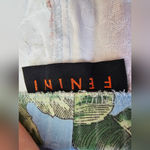 Fenini Botanical Fruit Patterned Light Blue Cotton Capri Pants Size Large Green Photo 3