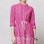 Anthropologie Meadow & Rue Pink Cotton Floral Tie Waist Button Up Shirt Dress 2 Photo 0