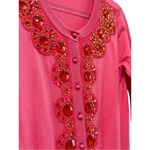 Kate Spade Kate‎ Spade Beaded Embellished Cardigan Barbie Pink Sweater 100% Cotton Size S Photo 2