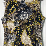 Susan Graver  Mixed Print Sleeveless Shirt
Mock Neck Jersey Knit Blouse Size: M Photo 0