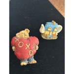 Boyds Bear With Heart & Cottage Pins Collectible Figurines Set Red Photo 2
