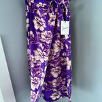 Japna NWT  Purple Floral Print Satin Midi Wrap Skirt Size Medium Photo 3