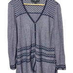 St. John Sport Blue White Knit Button Down Cardigan Jeweled Large Blue Photo 0