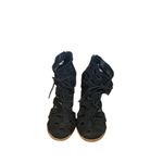 MIA Black Suede Caged Open Toe Lace Up Ankle Heels Women Sz 7 Photo 1