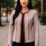 DKNY NWT Tweed Mauve Pink Satin Trim Blazer Jacket Large Photo 0