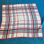 Franco Ferrari Grid Plaid Window Pane Scarf Silk Vintage Turquoise Blue Square Photo 1