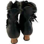 Hades NEPHELE Steampunk Goth Black Ankle Boots Lace Flame Buckle Tweed Fur 9.5 Photo 6