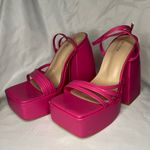 Pretty Little Thing Pink Square Toe Strappy Platform Heel Sandals Size 5 Photo 5