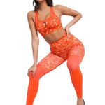 NEW WOLF & WHISTLE MESH ORANGE PRINT LEGGINGS 8 Photo 2