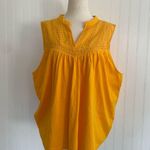 J.Crew Eyelet Cotton Sleeveless Split Neck Tank Top Yellow/Orange Size XL NWT Photo 3