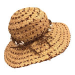 Florabella Crochet Raffia Hat in natural seashell trim Tan Photo 0