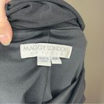 Maggy London  Dress Womens 10 petite Black Sheer Mesh Short Sleeve Ruched Formal Photo 10