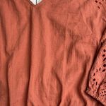 Cielo Swiss dot and eyelet blouse terracotta orange size small medium Photo 2