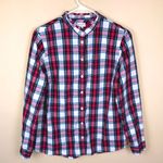 J.Crew Women’s Plaid Ruffle Trim Neckline Long Sleeve Button-Up Shirt Photo 0