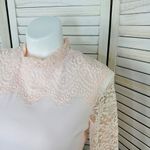 Bedford Fair Lace Sleeve Mock Neck Shirt Pink Large Tee Coquette Victorian Soft Photo 4