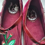 Miss L Fire Floral Velvet Embroidered Burgundy Mary Jane Shoes Size 6.5 Photo 2
