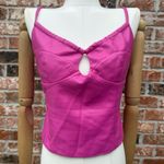 WAYF NWOT  Anthropologie Barbiecore Pink Faux Leather Crop Top / L Photo 4