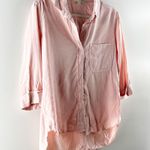 Cloth & Stone Tencel Lycocel Long Sleeve Curved Hem Button Up Shirt Pink Small Photo 3