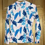 Tropical Leaf Print Long Sleeve Top size S upf50+ Blue Photo 0
