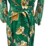 Alice + Olivia Coco Dress Floral Print Long Sleeve Silk Green Size US 2 Photo 5