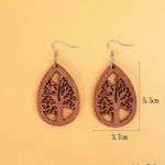 Wooden Willow Tree Tear Drop Earrings Brown Photo 2