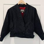Vintage 90s Pelle CUIR Genuine Black Leather Crop Moto Biker Jacket Size XS Photo 0