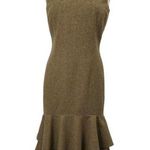 Ralph Lauren Lauren Wool Blend Midi Dress Herringbone Ruffled Hem NEW Womens 8 Photo 0