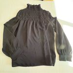 Patrizia Luca smocked high neck long sleeve blouse black Size M Photo 5