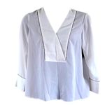 Alfani NWOT  Women’s White Long Sleeve V-Neck Dressy Blouse Top Size Large Photo 2