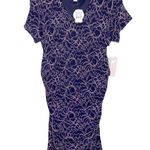 Motherhood Maternity NWT Lace Side Ruched Navy Blue & Pink Gender Reveal Dress Photo 0