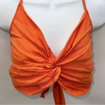 Moon River Women's Orang Linen Blend Crop Top w/Ties and Neck and Back-Size S Photo 1