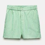 ZARA  Green Striped Shorts Photo 0
