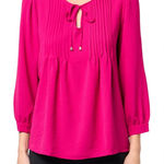 Tommy Hilfiger  Womens Pintuck Chiffon Blouse Wineberry Pink Size XL Photo 0