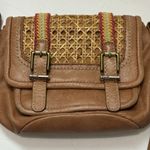 The Sak  Leather Crossbody Bag Pockets Tan Brown Adjustable Cane Ribbon Detail Photo 1