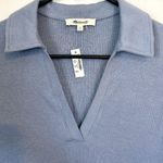 Madewell NWT  Blue Drapey Rib Long-Sleeve Polo Top - Size: Extra Small Photo 2