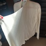 Max Mara  open front cardigan ivory ribbed drape front Medium flax linen Photo 3