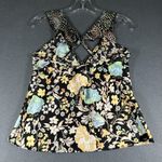 Victoria's Secret Top Womens Small Black Floral Ruffle Cami Crisscross Back Tie Photo 8