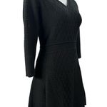 Dana Buchman Women’s Black Ribbed Diamond Sweater Dress Long Sleeve V-Neck Sz S Photo 1