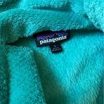 Patagonia  Women's 1/4 Button Pullover Sweater Teal Blue Fleece Fuzzy Photo 2