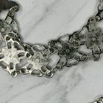 Ornate Silver Tone Flower Chain Belt Double Hook Decorative One Size ✨ Photo 12