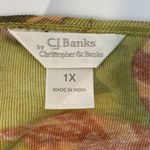 cj banks Beaded Blue Green Peach Print Top Blouse 1X Photo 3