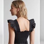 Quince NWT Smocked Midi Dress Black Women's Size XS (100% Organic Cotton) Photo 4