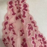 Victoria's Secret  Babydoll Night Dress Women's L Pink Deep V Mesh Floral Lace Photo 2