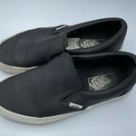 Vans  Black Leather Slip On Sneakers Womans 6.5 Classic Flats Comfort Shoes Photo 0